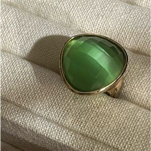 Green cats eye gold statement ring